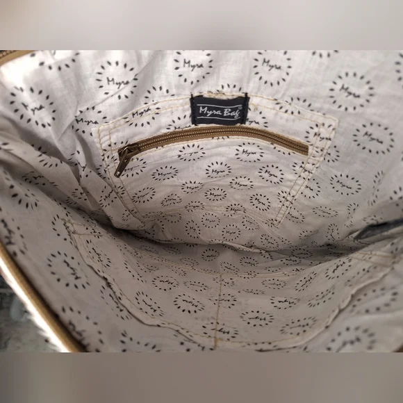 Myra Bag Black & Brown Cowhide Tooled Leather & Fringe Sholder Or Crossbody Bag - Picture 9 of 10